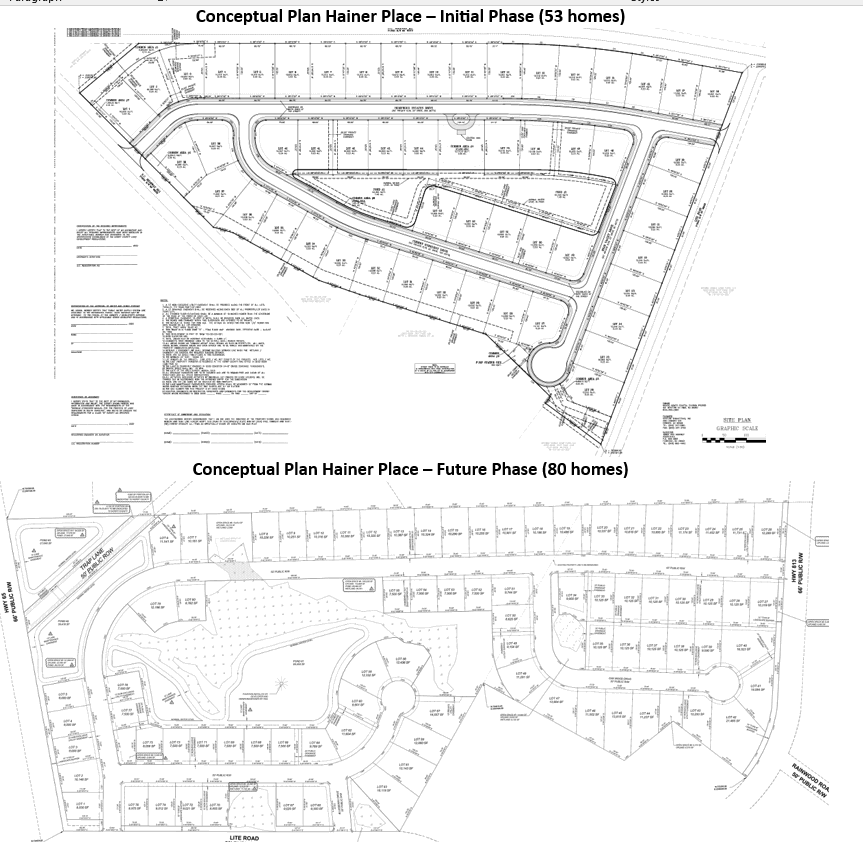 Conceptual Plan for Hainer Plan by Mungo Homes - data courtesy Conway City Council